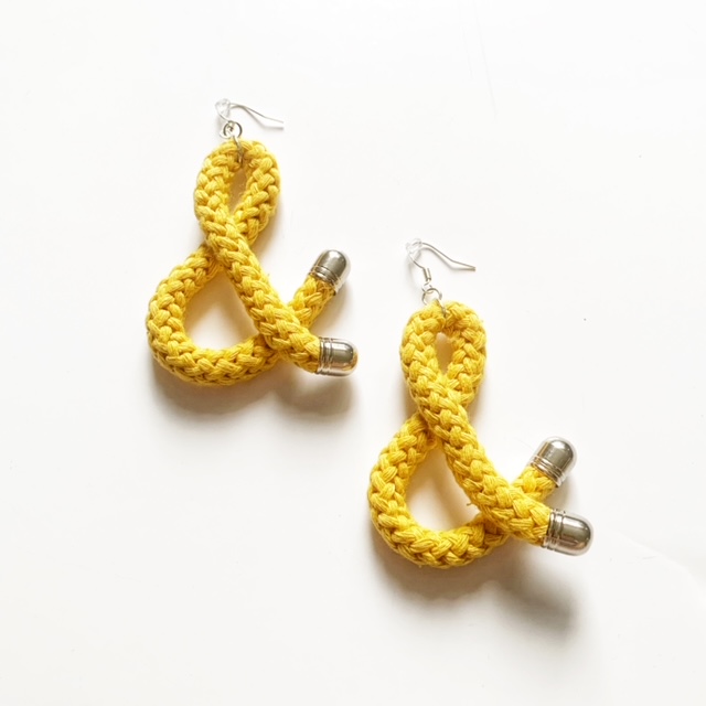 Yellow ampersand earrings by Handmade by Tinni
