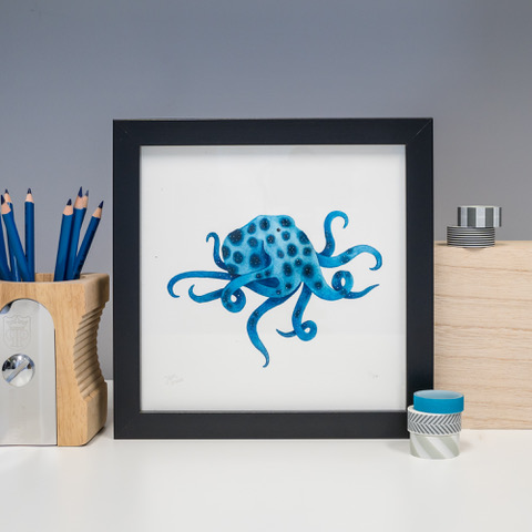 Jem Loves To Draw - print of little blue octopus