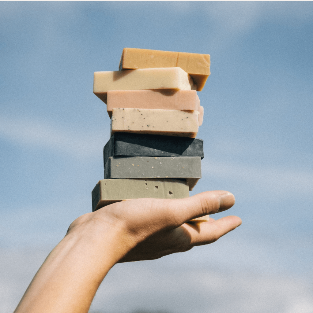 stack of natural soap bars by Wylder Naturals