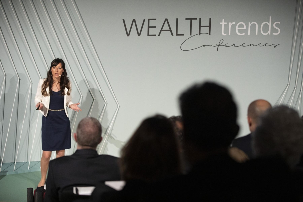 Natalie Fee speaking at Wealth Trends conference