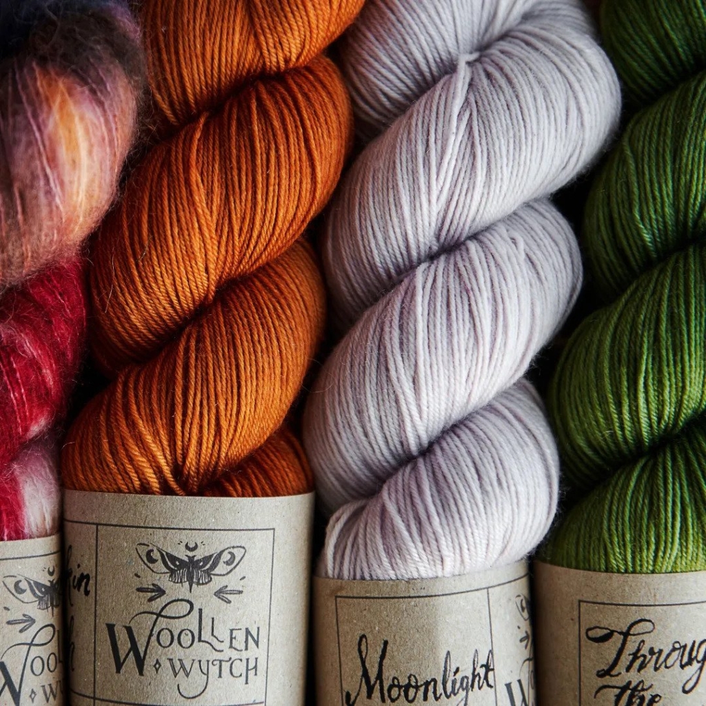 multicoloured shanks of twisted yarn, by Woollen Wytch.